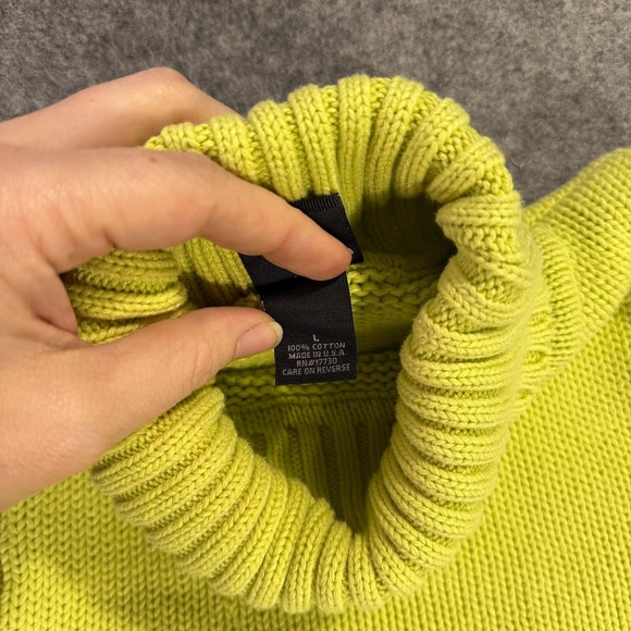 Y2K 90s Mossimo Sweater Women Large Chartreuse Turtleneck Sleeveless Cotton USA - Picture 4 of 8